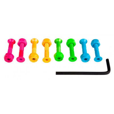SUS-BLT-0061 Sushi Bolts Coloured Allen Bolts (Pk 8) Pink/Green/Orange/Blue 1in