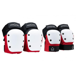 PRT-PCO-0211 Pro-Tec Pads Street Knee/Elbow Pad Set Red/White/Black XL ADULT