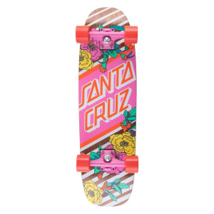 SCR-COM-0925 Santa Cruzer Complete Floral Stripe Street Skate Pink 8.4in