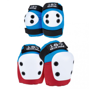 187-PCO-0023 187 Killer Pads Combo Pack Knee & Elbow Red/White/Blue XS ADULT